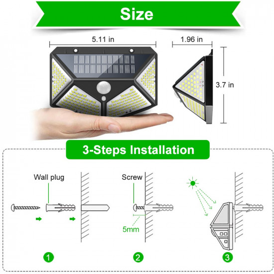 Lampe solaire avec  180LED et détecteur de mouvement